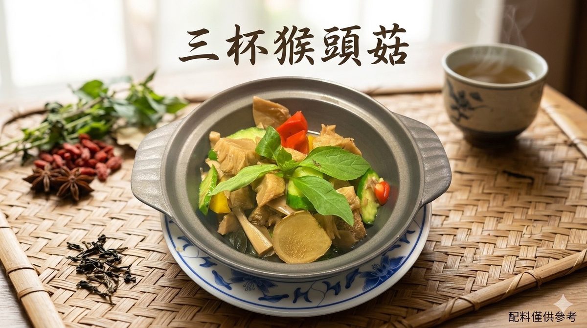 麻油三杯猴頭菇－中平素食之家宴席菜｜中壢素食